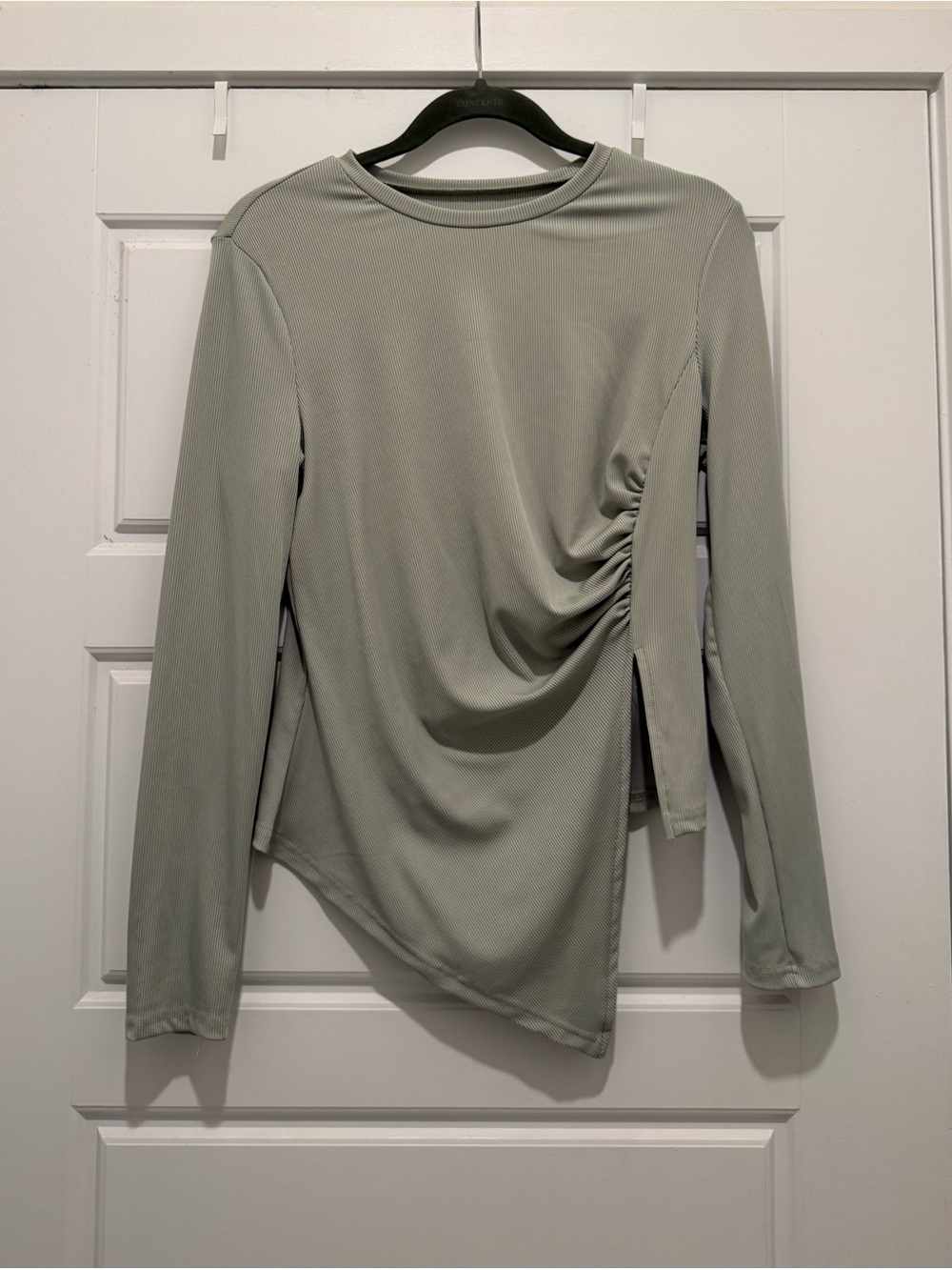 SHEIN Sage Asymmetric Ruched Long Sleeve Top